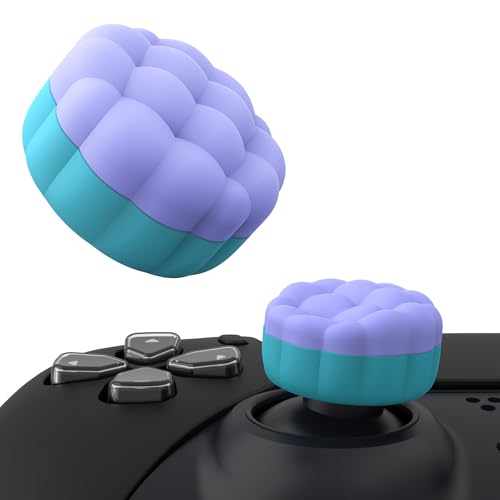 PlayVital Thumbs Cushion Caps Thumb Grips for ps5 ps4, Thumbstick Grip Cover Joystick Caps for Xbox Series X/S, Xbox One, Elite Series 2, Switch 2 Pro Controller - Puff Cloud Texture Design Blue - color: Puff Cloud Design Light Purple & Aqua Blue