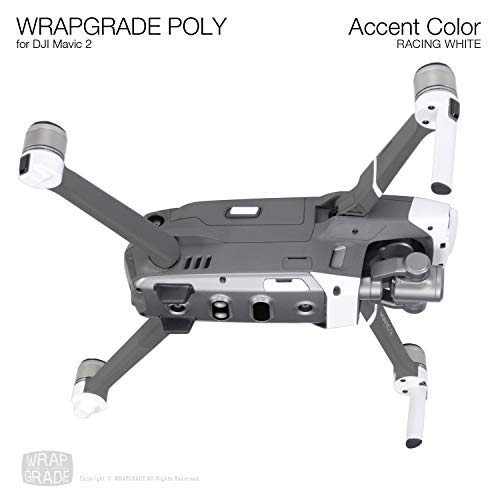 Wrapgrade Poly Skin Compatible with DJI Mavic 2 | Accent Color (Racing White) - color: RACING WHITE