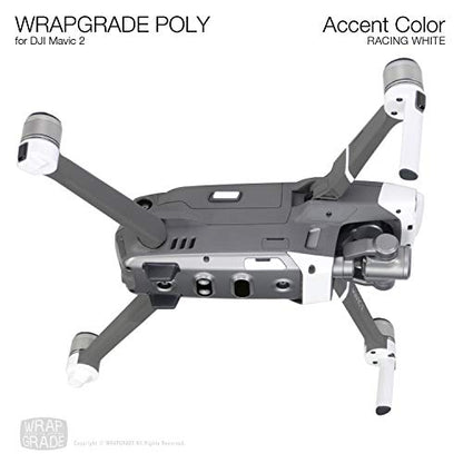 Wrapgrade Poly Skin Compatible with DJI Mavic 2 | Accent Color (Racing White) - color: RACING WHITE