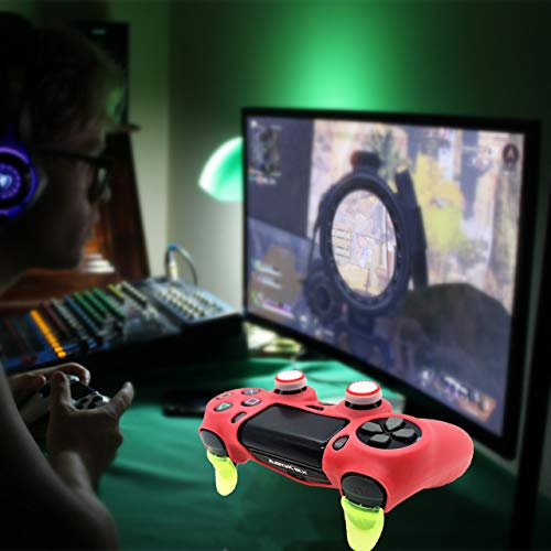 Ps4 Controller Skin Silicone Case Grip Glow in Dark Protective Cover for PS4/slim/Pro Dualshock 4 Controller(Glow red) - color: Glow red