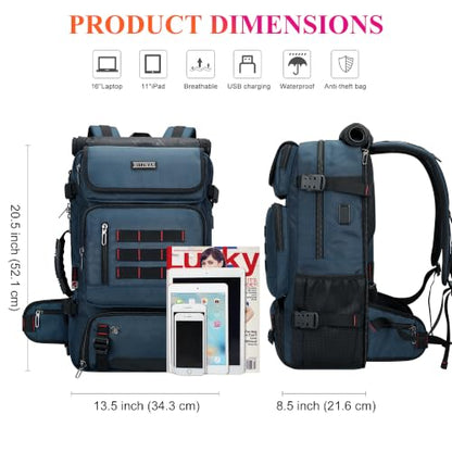 WITZMAN Carry on Travel Backpack for Men Airline Approved Fits 16" Laptop - color: 04.blue