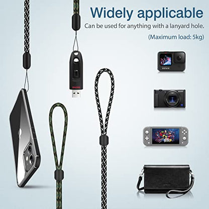 Hand Wrist Strap Lanyard 6 Pack 9.5inch Adjustable Nylon Wristlet Keychain - color: Black&green, size: 9.5 inches
