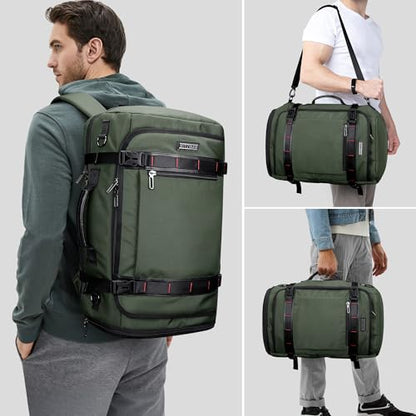 WITZMAN Travel Backpack for Men 35L TSA Friendly Flight Approved - color: Army Green