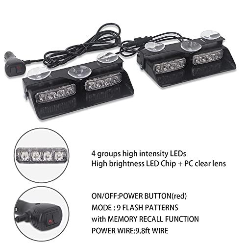 XRIDONSEN 2 in 1 Dash Strobe Lights Interior Windshield Warning Lights - color: Amber/White
