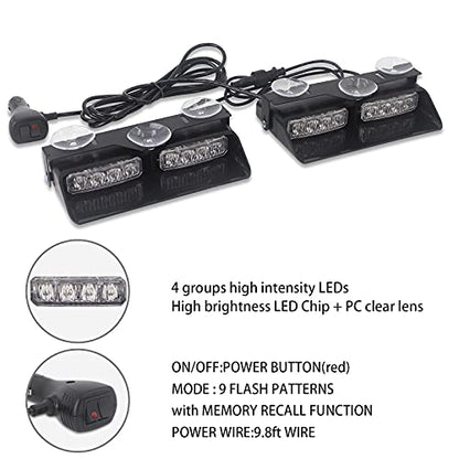 XRIDONSEN 2 in 1 Dash Strobe Lights Interior Windshield Warning Lights - color: Amber/White