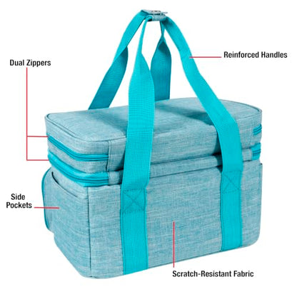 SINGER Portable Sewing Storage Organizer Bag, 18 Compartments, Carry-All - color: Teal