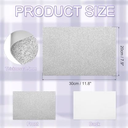 uxcell Foam Sheets 5Pcs 8x12Inch EVA Self-Adhesive Sparkle Silver Glitters - color: Silver