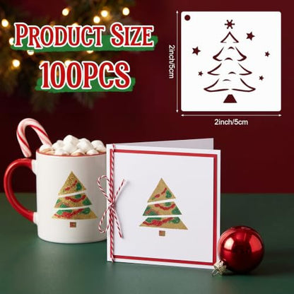 Fainne 100 Pcs 1.5 Inch Christmas Small Stencils for Crafts - style: Christmas