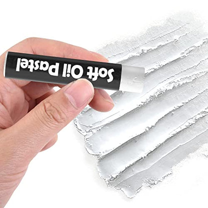 12 Pcs Cream Soft Oil Pastels Vibrant Black White - color: 12pcs-white 01