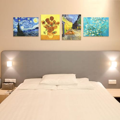 Muzagroo Art Van Gogh Diamond Painting Kits for Adults, DIY 5D Diamond Art Kits for Beginners, Starry Night Arts and Sunflower Crafts Diamond Art for Living Room, Kids Room 4 PCS Wall Art - color: 08-Van Gogh