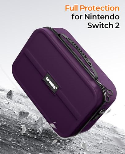 COOWPS for Nintendo Switch 2 Case, 2-Pack Screen Protectors, 6 Thumb Grips - color: Purple