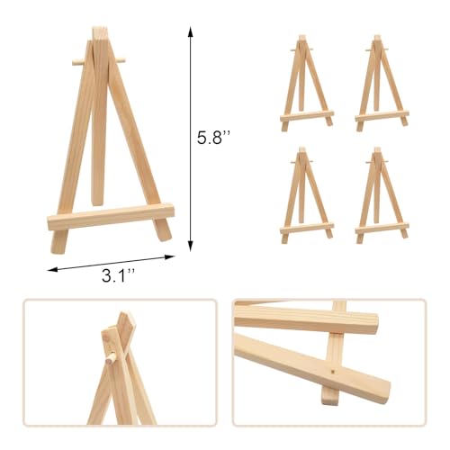 4 PCS Mini Wood Display Easels, Small Wooden Easel Stands