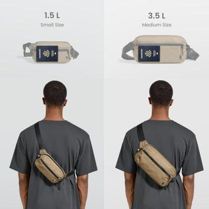 tomtoc 1.5L Sling Bag with RFID Blocking Crossbody Chest Pack for Men Women - color: Khaki, size: 1.5L