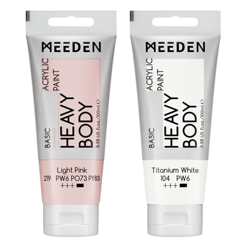 MEEDEN Acrylic Paint Light Pink: 100ml/3.38oz x 2 with Titanium White - color: Light Pink, size: 2 Tubes