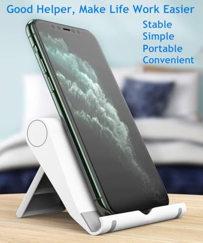 Cell Phone Stand, Desktop Holder for Smartphones, Phones & Tablets (White) - color: White