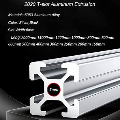 4pcs 200mm T Slot 2020 Aluminum Extrusion European Standard Anodized Linear Rail for 3D Printer Parts and CNC DIY Silver(7.874inch) - color: Silver, size: 4PCS 200mm(7.87'')