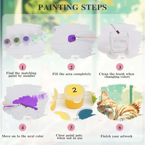 Alptiny Sleeping Cat Paint by Numbers Kit for Adults Beginner, 16x20 Inch - color: Cat