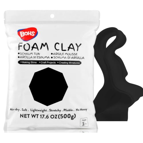 BOHS Foam Clay, Black Air Dry Modeling Clay, 1.1 lb - color: Black, size: 500 g