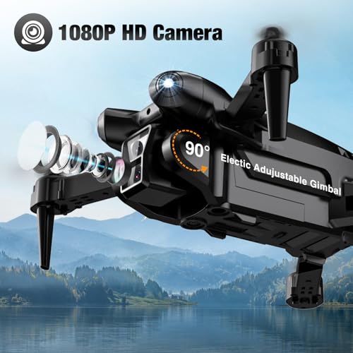 Drone with Camera 1080P HD, Mini Drone for Beginners Kids Adults, Foldable RC Quadcopter with Stable Hover, Trajectory Flight, One Key Take Off/Land, 2 Batteries, Toys for Boys and Girls (Black)