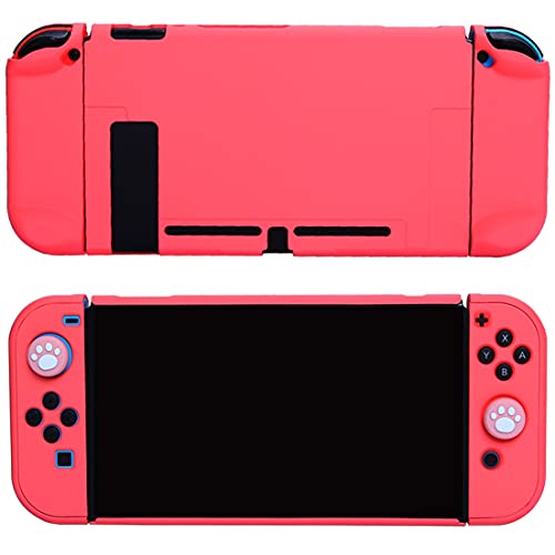 Dockable Case for Nintendo Switch - COMCOOL 3 in 1 Protective Cover Case for Nintendo Switch and Joy-Con Controller with Screen Protector and Thumb grips - Red - color: Red