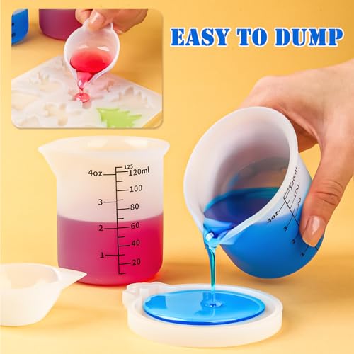5pcs Silicone Measuring Cups 125ml for Resin, 3pcs 40ml Mixing Bowls