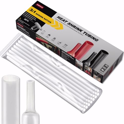 CUBEFELLER® 3:1 Ratio 3/32 Inch (2.4mm) Clear Heat Shrink Tubing - 20ft (6.1M Total Length), Marine Grade Waterproof Adhesive Lined, Insulation Sealing Oil-Proof Wear-Resistant,ET2024C - color: Clear, size: 2.4mm (3/32") - 20ft