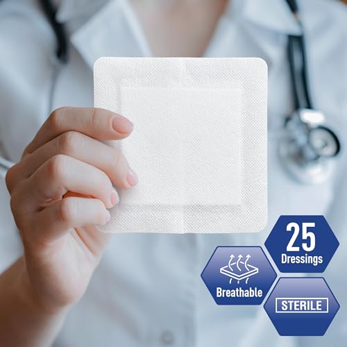 MED PRIDE Bordered Gauze Island Dressing,Sterile Absorbent,6x6 in,25-Count - size: 6'' x 6'' - (New)