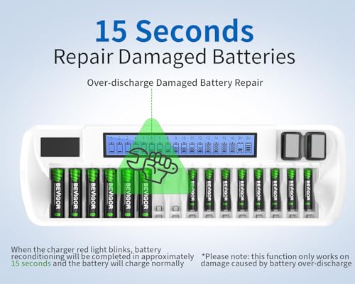 BEVIGOR AA AAA Battery Charger, Batteries Not Included - size: 18 Bay Charger