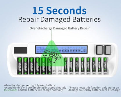 BEVIGOR AA AAA Battery Charger, Batteries Not Included - size: 18 Bay Charger