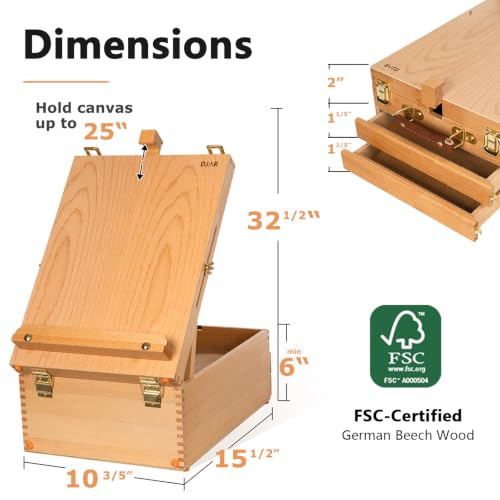 DJAR Adjustable Tabletop Sketchbox Easel for Painting, 3 Drawers Storage - style: Tabletop Easel