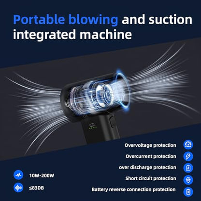 Electric Compressed Air Duster Vacuum Cleaner, LED Light 180000 RPM 5-Speed Handheld Mini Blower Storage Bag PC Cleaning Kit USB-C Rechargeable for Keyboard Home Outdoor Car BBQ Grill