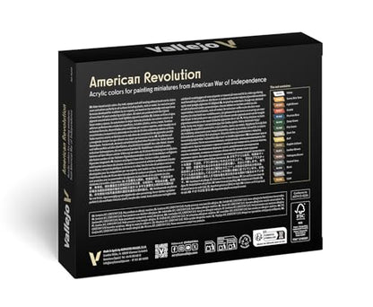 Vallejo - American Revolution Acrylic Paint Set | Model Color | Figure Color Series Historical Miniature Kit to Achieve Historical Accuracy with Artist-Grade Pigments | 16 bottles x 18 ml (0.6 fl.oz.) - style: American Revolution