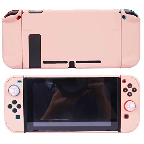 Dockable Case for Nintendo Switch - COMCOOL 3 in 1 Protective Cover Case for Nintendo Switch and Joy-Con Controller with Screen Protector and Thumb grips - Pink - color: Pink
