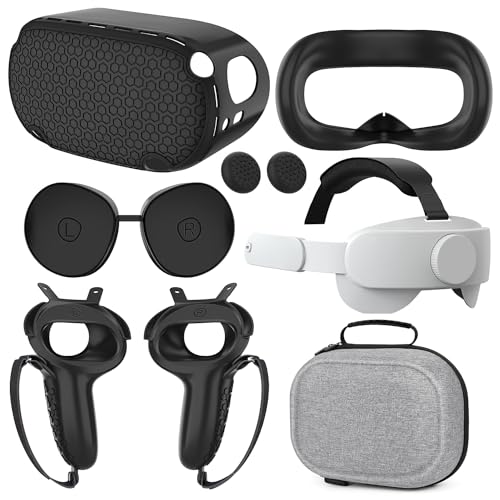 Quest 2 Accessories - Head Strap, Case, Face Cover, Controller Grips, Joystick Cover, Lens Protector