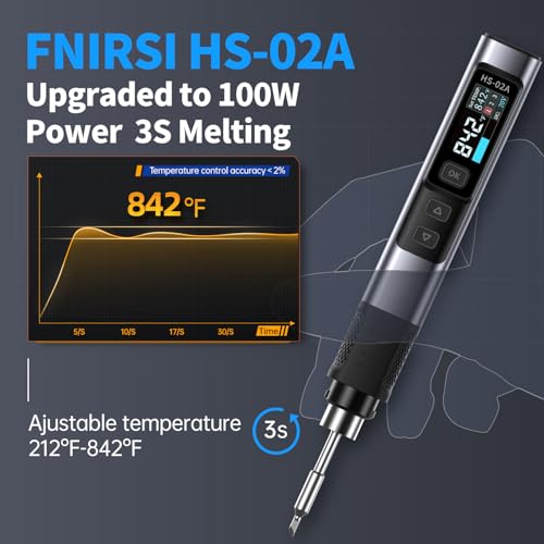 FNIRSI HS-02A 100W Portable Corded Soldering Iron Kit, 3S Fast Tinning