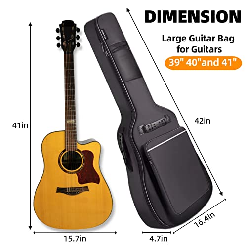 GIGKOUKI 40/41" Acoustic Guitar Case,600D Oxford Fabric 0.35" Thick Padding - size: Acoustic Bag
