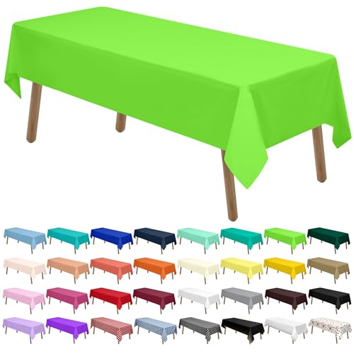 Lime Green Plastic Tablecloths 2 Pack Light Green Disposable Table Covers 54 x 108 Inch Shower Party Tablecovers PEVA Fruit Green Table Cloths for Birthday Wedding Parties 8 ft Rectangle Table Use - color: B03 Lime Green