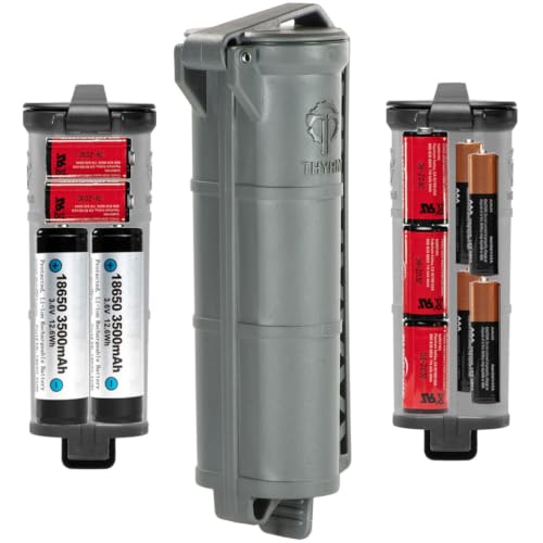 Thyrm CellVault XL Waterproof Battery Storage Case: AA, AAA, CR123, 18650 - color: Urban Grey