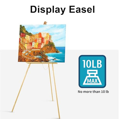 Falling in Art 65" A-Frame Wooden Tripod Easel Stand (Gold) - color: Gold-1 Pack