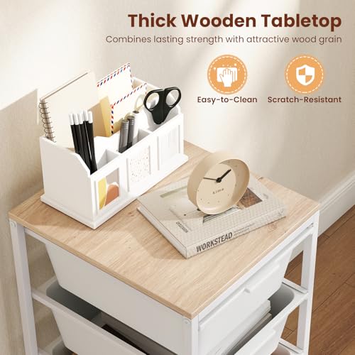 RELAX4LIFE 4-Drawer Rolling Storage Cart w/Lockable Wheels(White) - color: White, size: 28”H
