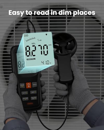 Split Anemometer with Data Storage for HVAC Drone Sailing Hunting - color: Black