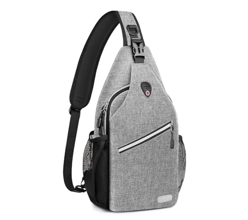 MOSISO Small Sling Bag for Men, Crossbody Shoulder Chest Daypack Bag - color: Gray