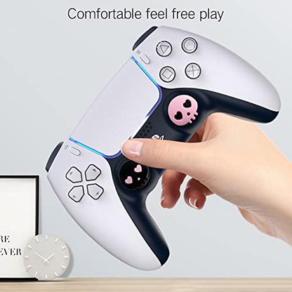 PERFECTSIGHT Cute Thumb Grip Caps for PS5/PS4 Controller, Halloween Silicone Analog Stick Caps for Xbox Series X/S, Thumbstick Grips Joystick Button Cover for Switch 2/ Switch Pro (Heart Skulls) - color: Black+Pink Skull