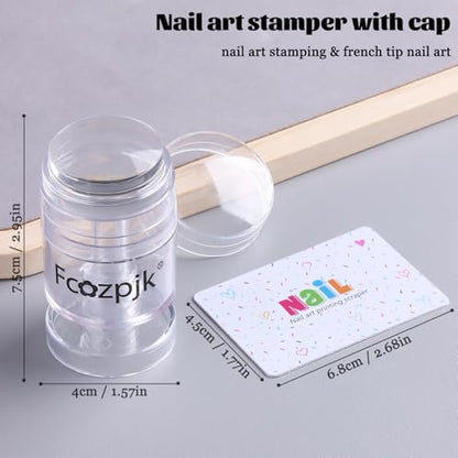 Fcozpjk Rotatable Nail Stamp Clear Silicone Nail Art Stamper Scraper Kit - color: Clear
