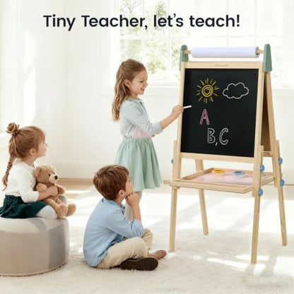 Tiny Land Wooden Easel for Kids, Art Easel with Chalkboard & Whiteboard - color: Pink