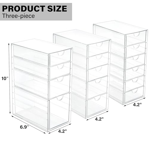 Prsildan 15 Drawers Teacher Toolbox Acrylic Containers, Set of 3 - size: 15 Drawers