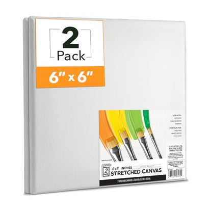 ArtSkills Stretched Canvas for Painting, 6x6 Canvas, 2-Pack Framed - size: 2-Pack 6x6
