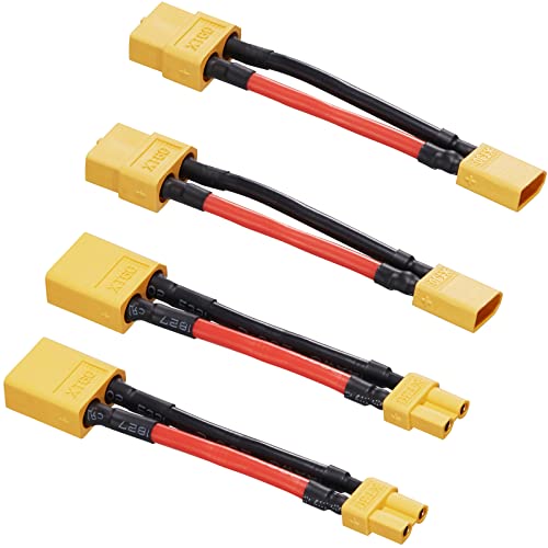 4pack XT60 to XT30 Adapter 50mm14AWG xt30 to xt60 Adapter - size: XT60-XT30