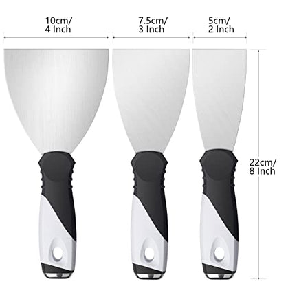 Mister Rui 3Pack 3" 5" 6" Stainless Putty Knife & Paint Scraper, Hammer End - color: 3"5"6" Putty Knife