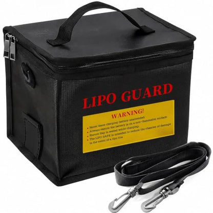 LiPo Safe Bag Fireproof Explosionproof Battery Storage & Charge Safe Pouch - color: Black
